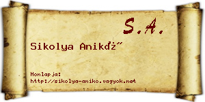 Sikolya Anikó névjegykártya