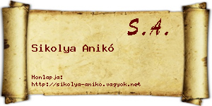 Sikolya Anikó névjegykártya